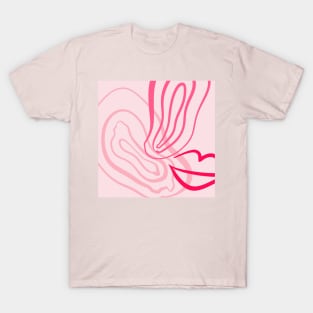 Modern Pink Gossip Kiss Abstract Art T-Shirt